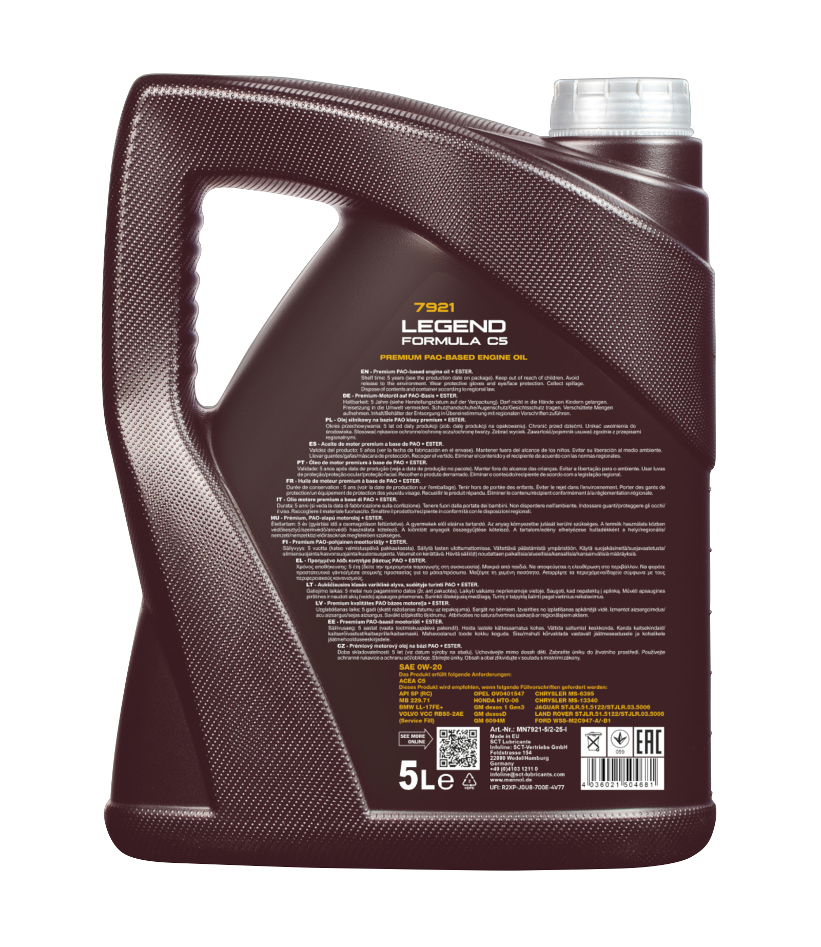 MANNOL Legend Formula C5 0W-20 Longlife Fully Synthetic Engine Oil - Image 5